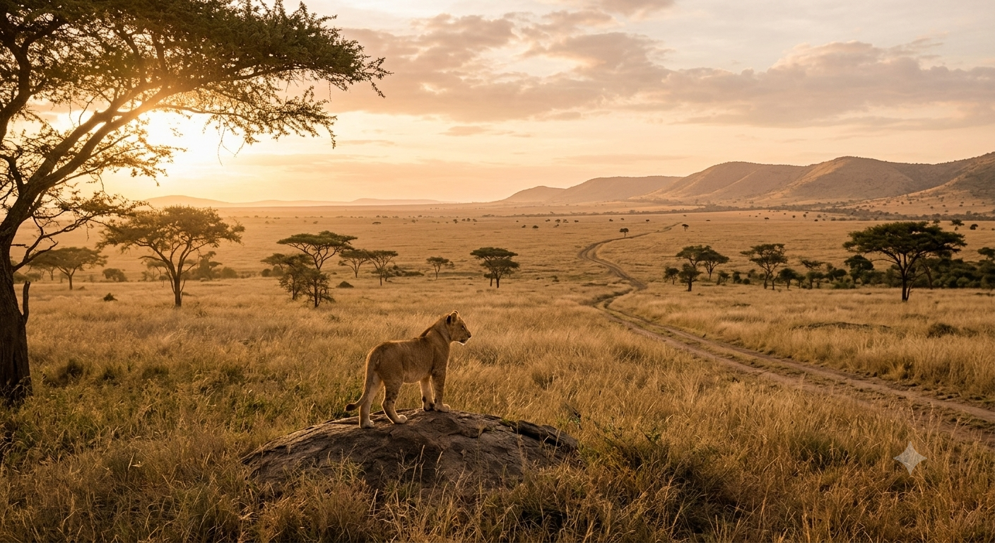 A conceptual view of an open Serengeti landscape representing the transition between past struggles and future potential, symbolizing the journey of personal rebuilding and finding the 'third gear' of autonomy.
